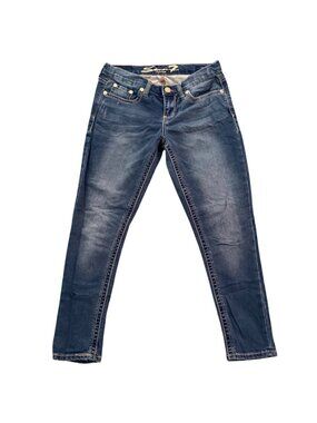 Seven7 Womens Skinny Easy Fit Stretch Jeans Size 4 Dark Wash Denim